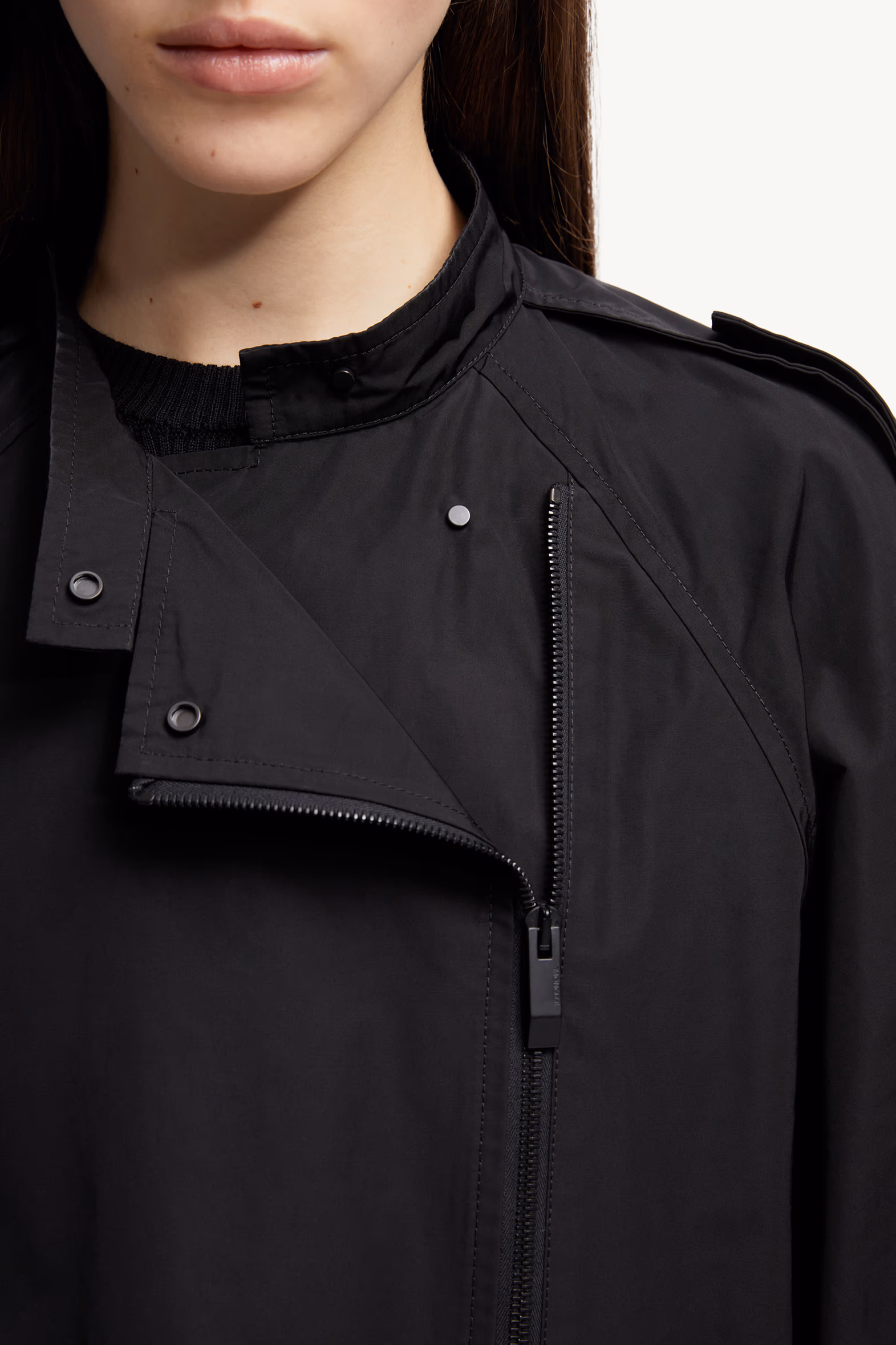 Asymmetrical Zipper Jacket Women Black Moncler 6